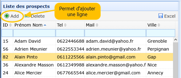 Ajouter une ligne dans un tableau