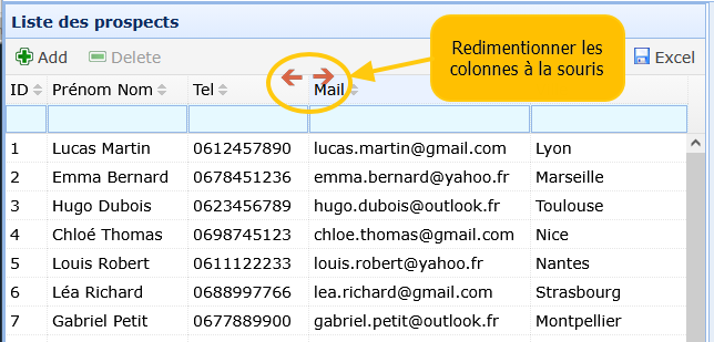 Exporter le tableau vers Excel