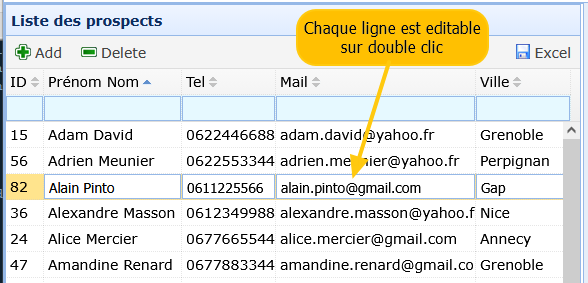 Modifier une ligne dans un tableau