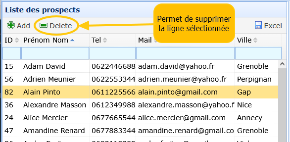 Supprimer une ligne dans un tableau